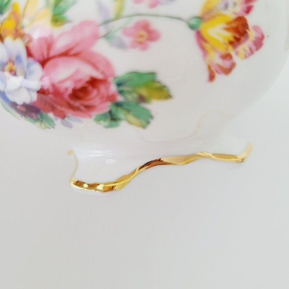 Vintage Aynsley Demitasse Floral 4fl. oz. Footed Creamer & Sugar Bowl, England - Picture 9 of 15